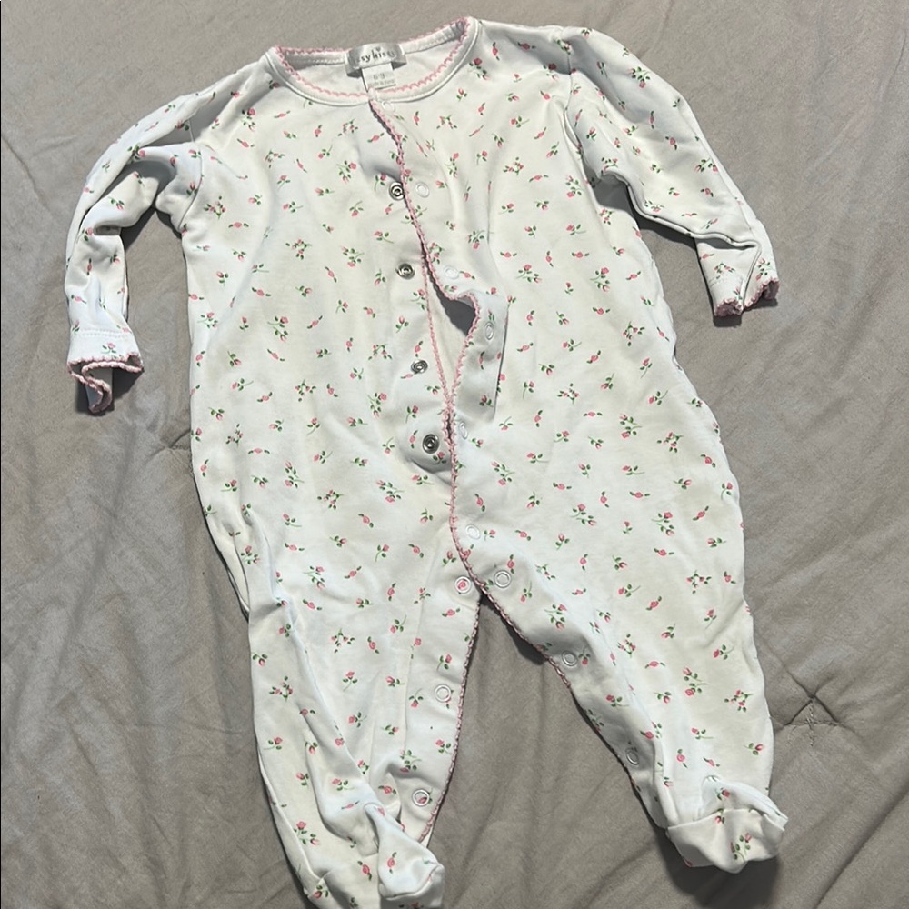 Kissy Kissy White and Pink Footies One Piece